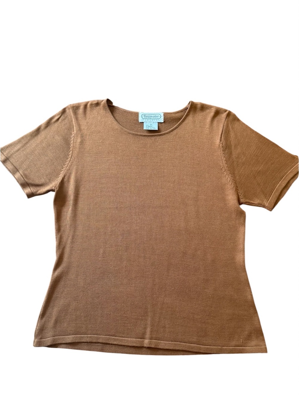 Classic 100% Silk Short Sleeve Crewneck Tee - Camel
